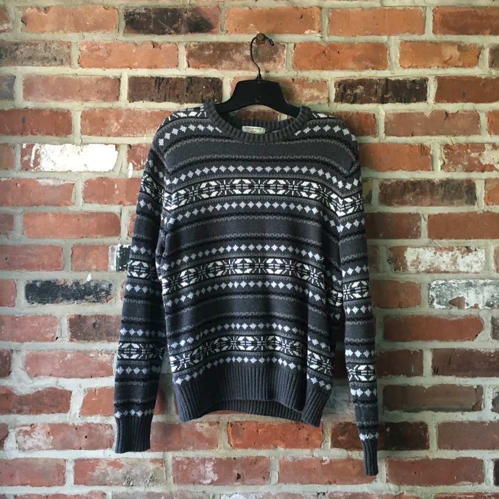 DOCKERS Grey and White Sweater